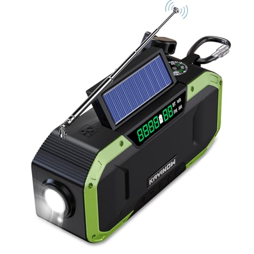 NOAA Weather Radio​​ with AM/FM,Bluetooth,5000mAh Backup Battery,IPX5 WaterproofSolar Charging &