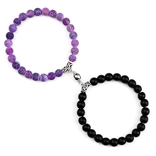 Bracelets de couple 2pcs anti-distance avec aimant d'attraction