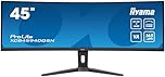 iiyama Prolite XCB4594DQSN-B1 Curved 113 cm 45 Inch VA LED Monitor DQHD 165Hz HDMI DP USB 3.2 USB-C Dock 90W RJ45 KVM Switch HDR400 Height Adjustment FreeSync Black