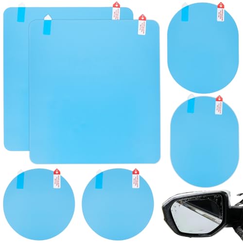 GORGECRAFT 12 Pieza 4 Estilos Película para Espejo Retrovisor de Coche Antivaho Deslumbramiento Resistente A la Lluvia Impermeable Pegatina Protectora Transparente Espejo Lateral de Coche Protector