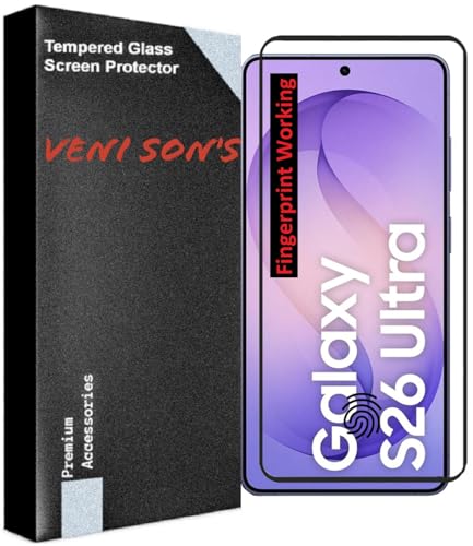 Image of VENI SON'S Scratch And Tear Resistant, Crystal Clear Edge to Edge Tempered Glass Screen Protector Guard Compatible With Samsung Galaxy S26 Ultra