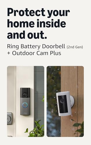 Image of Ring Battery Doorbell (newest model), Speckled Gray with Outdoor Cam Plus, White