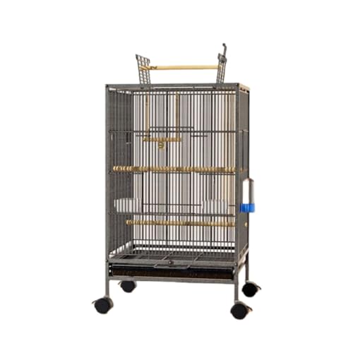 Bxzzuis 鳥ケージ 鳥かご 大型インコ ケージ ステンレス鋼の鳥かご 防湿 防錆 安定 ムクドリ セキセイインコ オウムに適しています (大きい,ブラック)