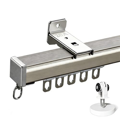 Ensemble de rails de montage au plafond pour séparateur de pièce, rail de rideau gris réglable pour douche en baie vitrée et séparation de l'espace –...