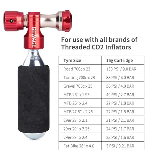 image for GEWAGE CO2 Inflator with Cartridges - CO2 Bike Pump Presta & Schrader 