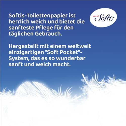 Softis 4-lagiges Toilettenpapier - 45 Rollen-Packung (5 x 9 Einzelpackungen), 100 Blatt pro Rolle, Einzigartiges Softkammer-System, Recyclebare Verpackung, FSC-zertifiziertes Papier