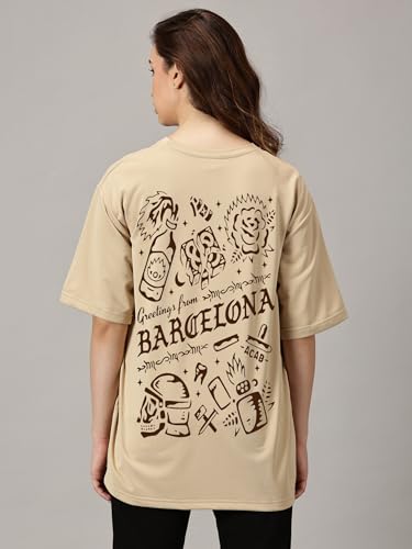 Image of RodZen Women's Cotton Loose Fit Oversized Printed T-Shirt