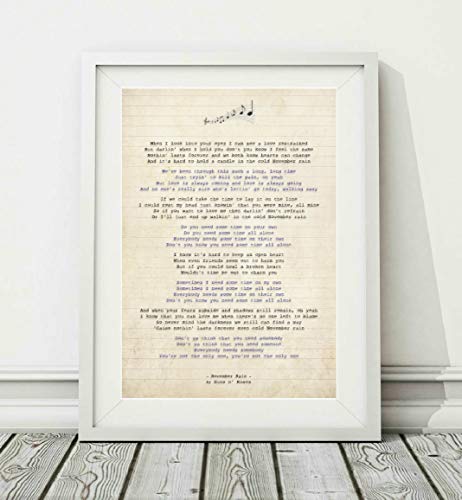 Didymus Co Guns n' Roses - November Rain - Song Lyric Art Poster Stampa (senza cornice) - Dimensioni A4 A3 (A4)