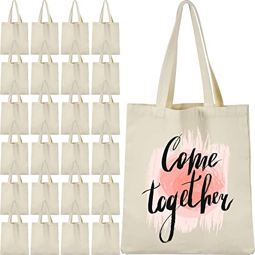 40 Stück Leinen-Tragetaschen, natürliche Tragetaschen, Großpackung, wiederverwendbare Lebensmittelbeutel, Sublimation, Basteln, Blanko-Tasche mit Griffen für DIY, Schule, Geschenk, 38,1 x 33 cm, natur Cover