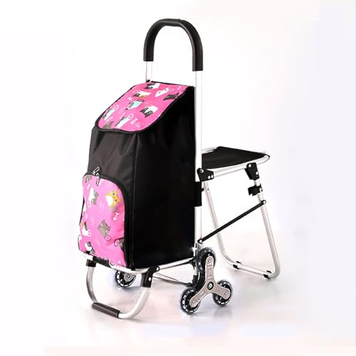 ショッピングカート ワンタッチ 折りたたみ 階段を上るためのショッピングカート買い物カートーパー 買い物かご エコバッグ 大容量荷物運び便利グッズ、保冷 保温 エコバッグ おしゃれ 可愛ピクニック、旅行などに便利 ピンク