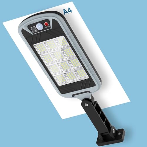 Image of High Brightness LED Solar Street Light for Parking Lot, Dusk to Dawn Waterproof Outdoor Light with Motion Sensor & Remote Control for Street, Garage, Yard & Security