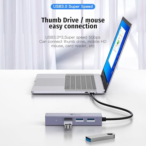 Image of Techie USB /Type-C to RJ45 Gigabit LAN & 3-Port USB 3.0 Hub - Dual Plug (USB-A + USB-C) Adapter for Laptop, MacBook, iPad Pro, Tablets & Desktop PCs - Space Grey
