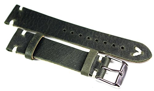 Preisvergleich Produktbild Sulla Herren Leder Uhrenarmband BS weiße Naht Marine grün 20mm
