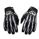Zonster 1 Stück Motorradhandschuhe Draußen Handschuhe Fitness Fahrrad Schädel Knochen Skelett Gothic Volle Finger Reiten Handschuhe Radfahren Schwarz