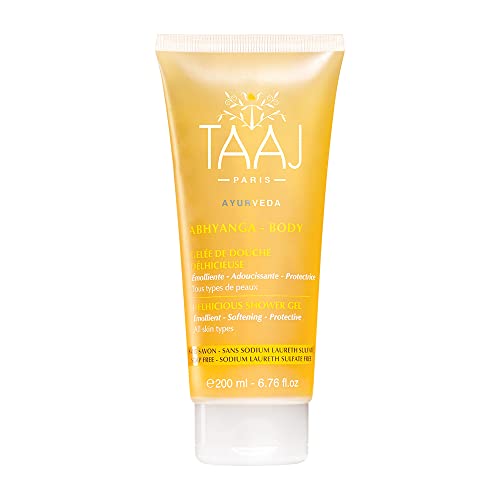 TAAJ | Gelée de Douche Délhicieuse - ABHYANGA | Corps |Nettoie la Peau en douceur sans la dessécher | Peau Douce, Souple & confortable | Tous types de peaux | Végan & Sans Huile Essentielle | 200 ml Cover