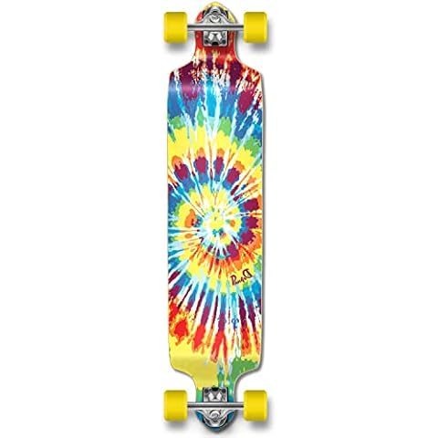 Yocaher Longboard Skateboard Complete Drop Down Cruiser 41.25" x 10" w/BLACKWIDOW Premium Black Grip Tape, Heavy Duty Aluminum Alloy Truck, 71mm Longboard Wheels (Tiedye Original) Cover