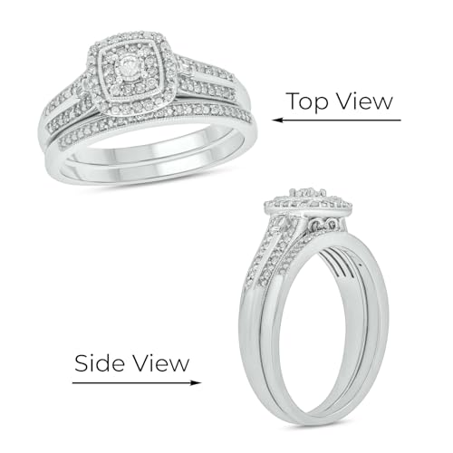 Cali Trove 1/3 Ct Natural Diamonds Bridal Ring Set | 925 Sterling Silver Rings | Cushion Cluster Engagement Look with Anniversery Band | Elegant Multi-Stone Wedding Jewelry | Gift for Her4