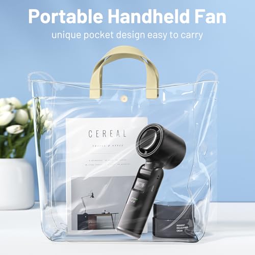 Lerat Portable Handheld Turbo Fan, 5 High-Speed Wind, Battery Operated, Up to 12H Runtime, 3 IN 1 Hand Fan with LED Display & Flashlight - image 7