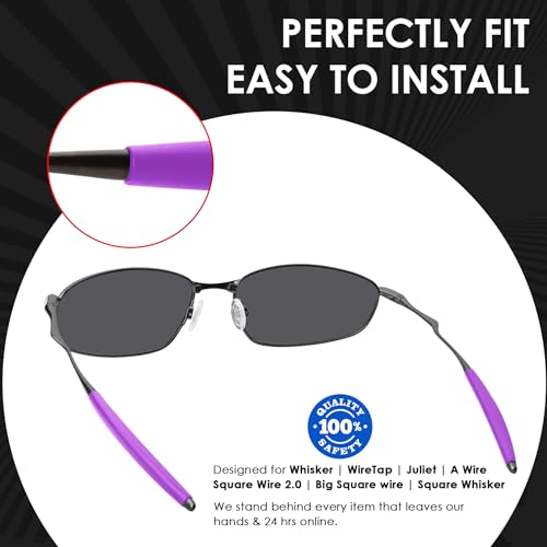 Image of BLAZERBUCK Replacement Temple Sleeves Ear Socks for Oakley Whisker /Juliet /A Wire Sunglass - Black + Purple