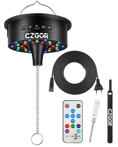 Discokugel Motor mit Licht, 0/3/6/9/12/15 U/min drehbarer Spinner mit einstellbarer Geschwindigkeit und Fernbedienung, 5m abnehmbares Netzkabel/Batterie/USB-C-Stromversorgung, unterstützt 4" - 16"