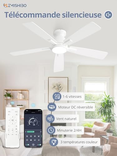 Ventilateur de plafond avec lumière et télécommande pour rafraîchir le salon - 3