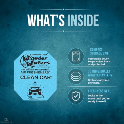 Image of Wonder Wafers 75 Count Air Fresheners Individually Wrapped, Clean Car Fragrance