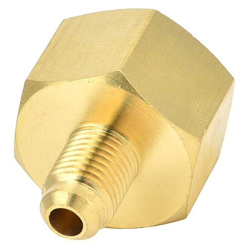 Image of R134A Brass Refrigerant Tank Adapter,R32 Fitting Adapter W21 to 1 /4SAE Air Conditioning Refrigerant Adapter Vacuum Pump Adapter Air Conditioning Accessory,Perfect for Efficient Refrigerant Filling