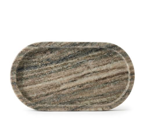 Image of MBSC White Marble Serving, Venity Tray, Cheese Platter to Presenting Main Courses, Wines or Desserts (Grey) (Grey)