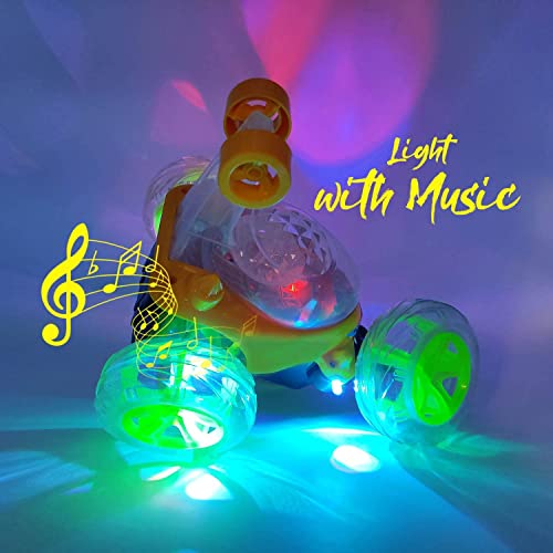 Image of Babble Buddies Kids' Stunt Car: Rechargeable Remote Control, 360-Degree Twisting Acrobatics, Music & Lights, Plus Charger (Assorted Color).