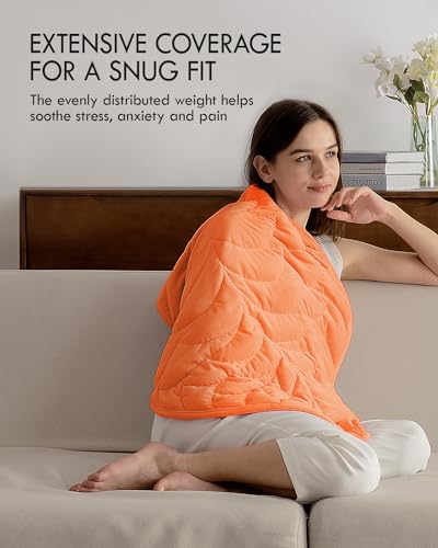 Image of Kaisa Weighted Lap Blanket 5 lbs 23 inch x 29 inch, Cozy Luxury Crystal Velvet Small Weighted Blanket for Adults, Portable Travel Weighted Blanket for Relaxation, All-Season Blanket, Machine Washable, Orange