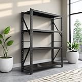 Heavy Duty Warehouse Shelving 4-Tier Industrial Steel Storage Shelves, 2600LB Capacity Per Shelf, Adjustable Shelves for Garage/Factory/Commercial Use (Black, W59*D23.7*H69)
