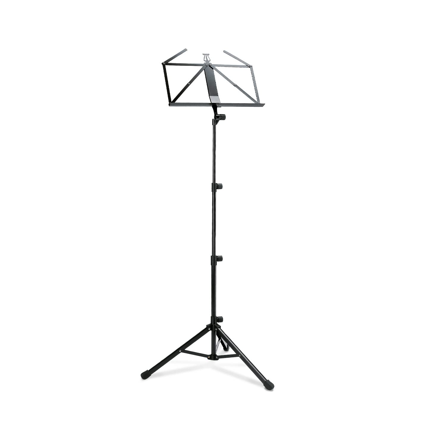 K&M 10810 Atril negro XXL - base de metal, estable, altura ajustable de 72 a 152 cm, soporte grande para partituras musicales