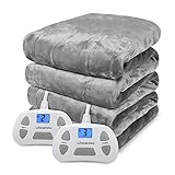 Warm Storm Electric Blanket Queen Size Dual Control, Soft Flannel Heated Blanket Queen with Fast Hea