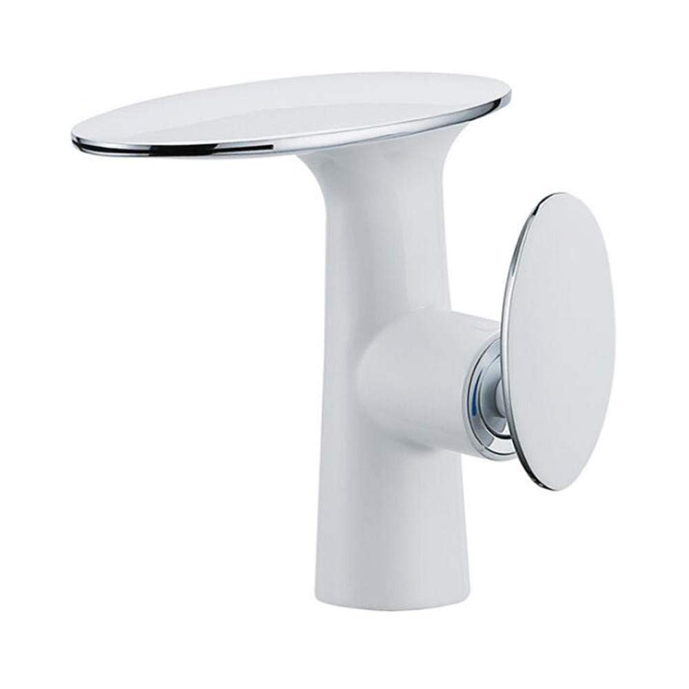VDOQTLJT Waterfall Bathroom Sink Faucet Basin Taps White Brass Hot and Cold