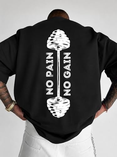 Image of Men's Oversized Round Neck Cotton Printed Gym T-Shirt for Men | Premium Soft Cotton Casual Loose Fit Half Sleeve Plain Tee Shirt