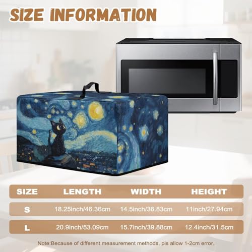 Image of Microwave Oven Dust Cover Air Fryer Toaster Oven Protector, Stain-Resistant Small Appliances Cover, L, 20.9 x 15.7 x 12.4 Inches, Black Cat Starry Night Print