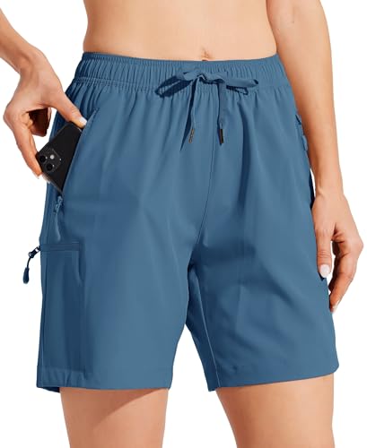 Willit Women's Shorts Hiking Cargo Quick Dry Golf Active Athletic Shorts Lightweight Summer Shorts with Pockets 7" Ocean Blue XS