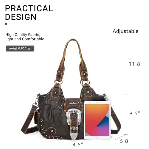 Image of Angel Kiss Hobo Bags for Women Vegan Leather Purses and Handbags Ladies Chic Shoulder Bags Crossbody Purses with Metal Studs