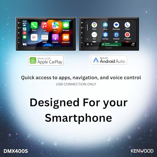 Image of KENWOOD DMX400S 6.8 inch Capacitive Touchscreen Digital Multimedia Receiver - Wired Apple CarPlay, Android Auto, Built in Bluetooth, Double DIN, Rear Camera Input, 13-Band EQ