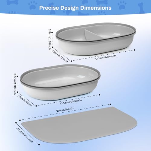 Feriva Matte und Napf im Set für Mikrochip-Futterautomaten, 1 Einzelne Schale, 1 Geteilte Schale, und 1 Matte, Anzug für Nass und Trockenfutter, Lebensmittel frisch halten, Leicht zu Reinigen