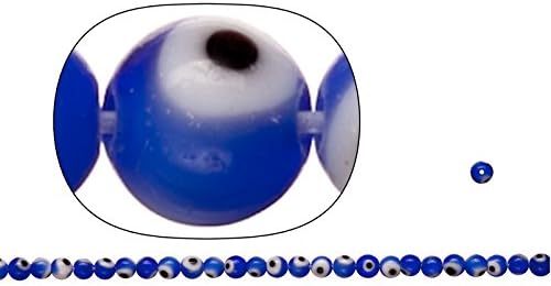 Glass Beads, Blue Base Evil Eye Amulet Design, 4mm Round. Sold per (200pcs)2x36cm String/Pack (2pack Bundle), Save $1