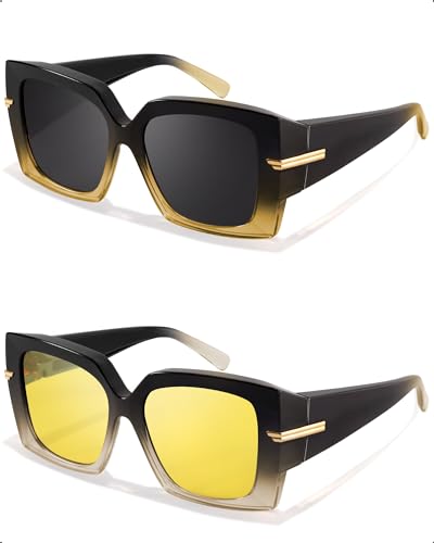 Siphew Gafas De Sol Polarizadas Para Mujer, Gafas De Sol Para Conducir, Caminar, Deportes, Protección Uv400, A09 - 2 Marcos Azules - Lentes Polarizados Grises Y Amarillos Siphew Gafas De Sol Polarizadas Para Mujer, Gafas De Sol Para Conducir, Caminar, Deportes, Protección Uv400, A09 - 2 Marcos Azules - Lentes Polarizados Grises Y Amarillos