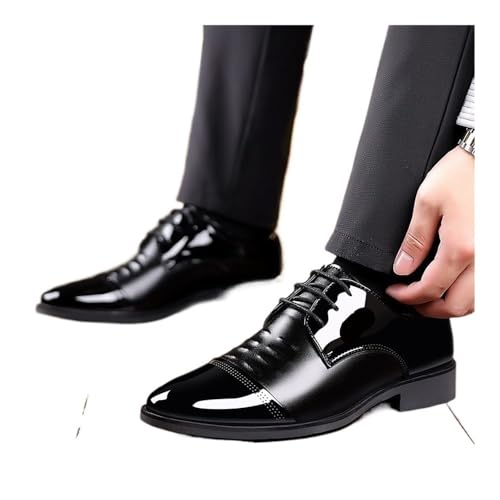 Shiny Patent Leather Men's Shoes Korean Style Business Pointed Toe Casual British Style Men's Shoes Wedding Large Size Men's Shoes Oxfords(7)2
