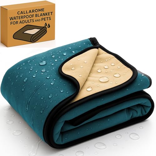 Callarome Waterproof Pet Blanket 80'x90' - Silent No-Crinkle Design with Soft Fleece for Bed...
