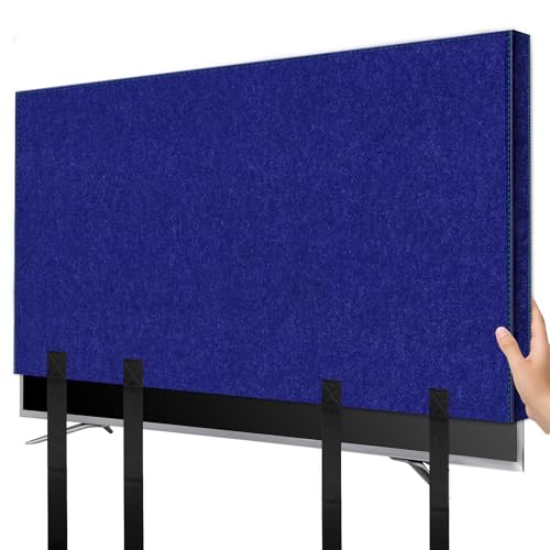 Wibeelee TV Cover for Moving 60'-65' Flat Screens Dust & Anti-Scratch TV Screen Protector Cover with Bottom Strap for Moving, Painting, Renovation, Pet Scratch Prevention & Furniture Protection（Blue）