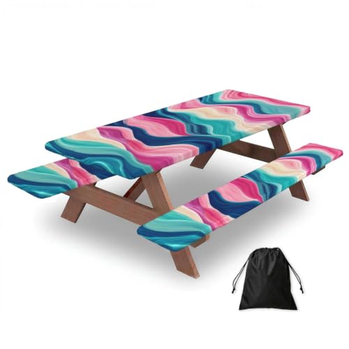 Mantel de picnic ajustable de elastano para mesa de 6 pies lavable de patio 2
