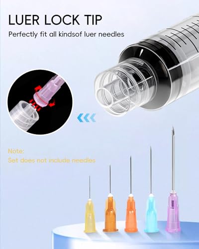 Image of 5ml Luer Lock Syringe without Needle - 5cc Plastic Syringes, Sterile, Individually Sealed, Pack of 50