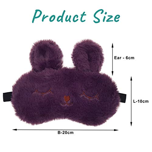 Image of Jenna Eye Mask for Sleeping with Adjustable Strap Super Soft Sleeping Mask Blind Fold for Comfortable Sleep Travelling Sleep Mask Pad for Girls Sleeping (Bunny-Purple-Gel)