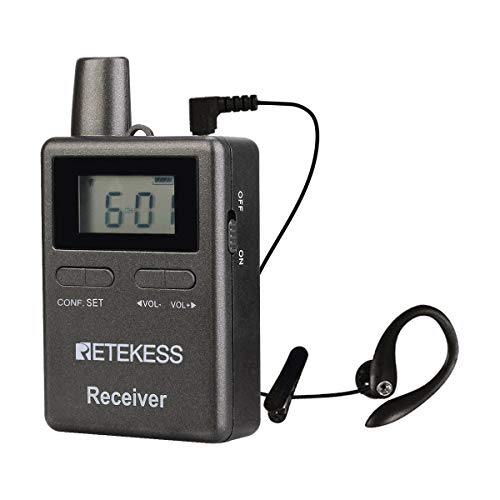 Retekess TT105 Receptor Tour Guide, Wireless Church Translation, para Interpretación, Capacitación, Corte, Expandible, Emparejamiento con una tecla, 150/492 pies, 1 Receptor miniatura 1