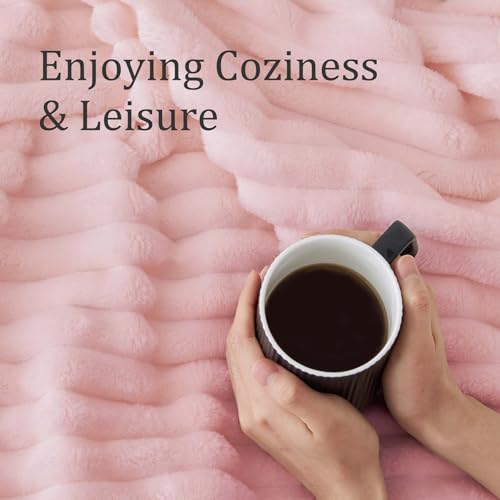 Image of BEDELITE Ribbed Full Size Blanket for Bed, Pink, 84 inchx90 inch | Ultra-Soft Plush Fleece, Warm Yet Lightweight, Ribbed Texture, Home Decor, Machine Washable, Giftable, All-Season Use